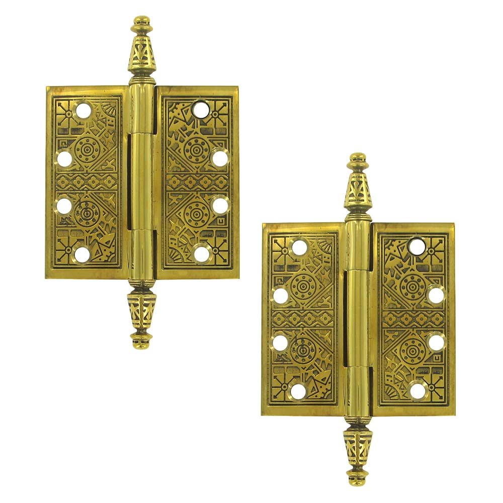 Solid Brass 4" x 4" Square Door Hinge (Sold as a Pair) in Polished Brass Unlacquered