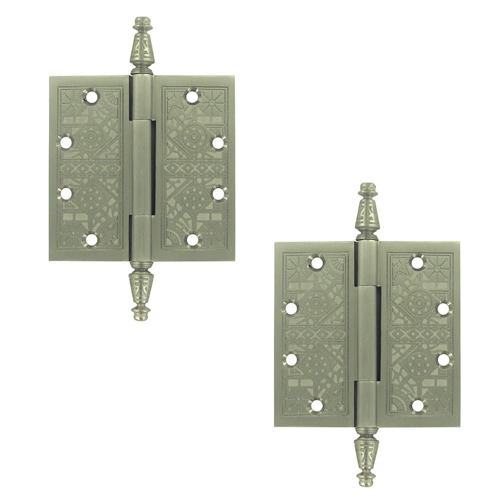 Solid Brass 4 1/2" x 4 1/2" Square Door Hinge (Sold as a Pair) in Brushed Nickel