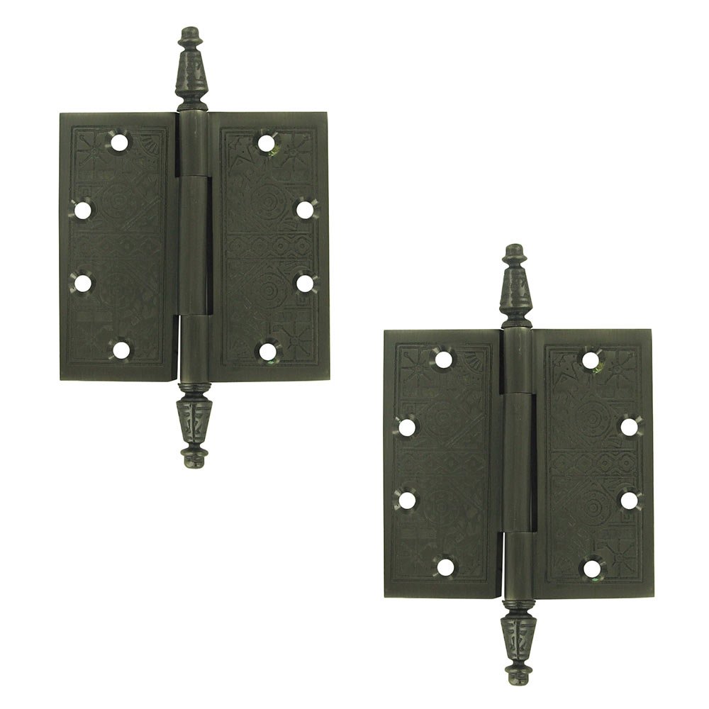 Solid Brass 4 1/2" x 4 1/2" Square Door Hinge (Sold as a Pair) in Antique Nickel