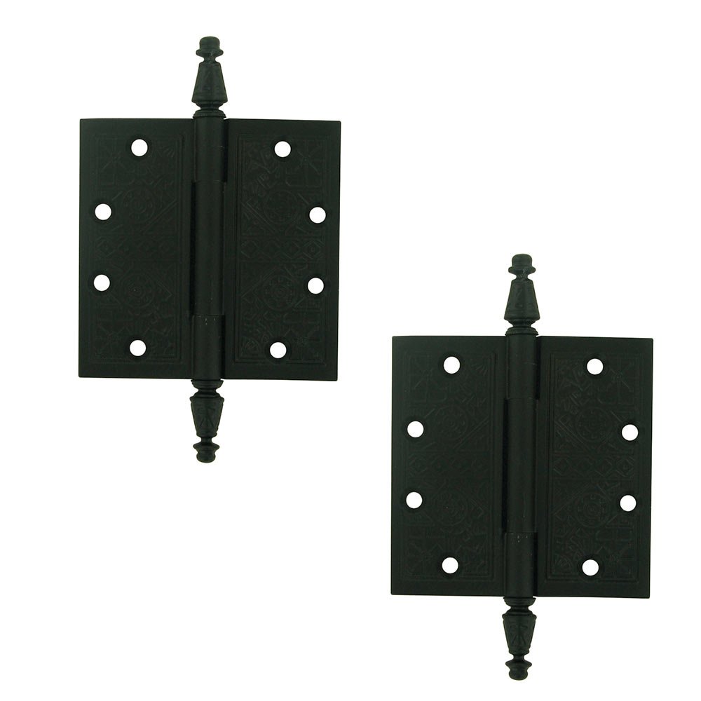 Solid Brass 4 1/2" x 4 1/2" Square Door Hinge (Sold as a Pair) in Paint Black