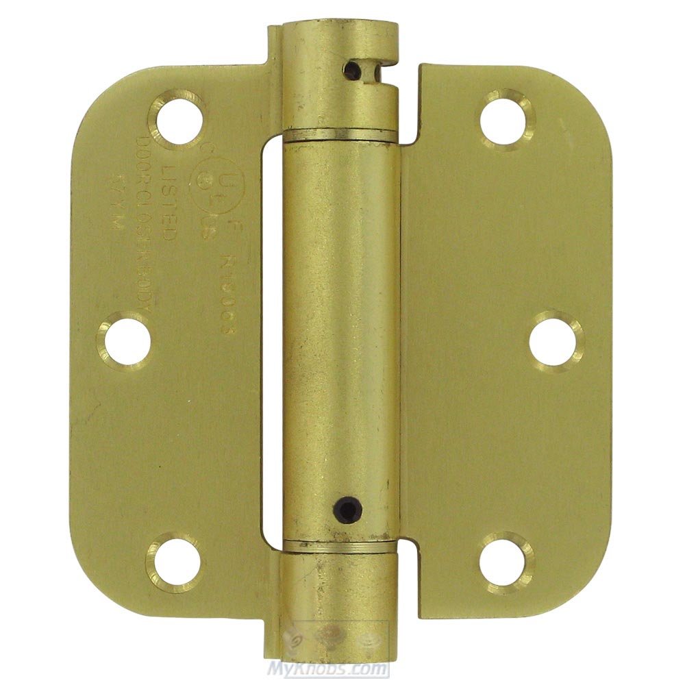 3 1/2" x 3 1/2" 5/8" Radius Spring Door Hinge (Sold Individually) in Brushed Brass