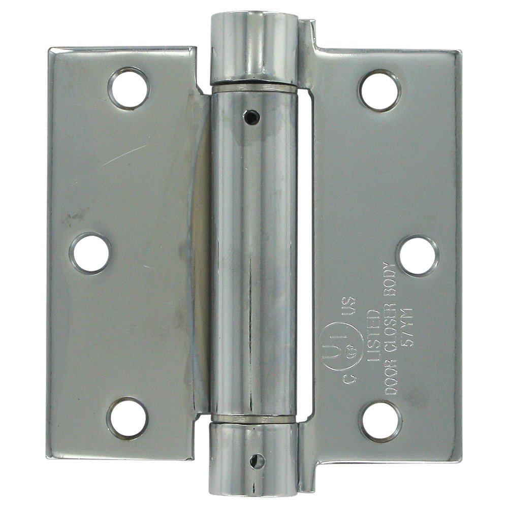 3 1/2" x 3 1/2" Standard Square Spring Door Hinge (Sold Individually) in Polished Chrome