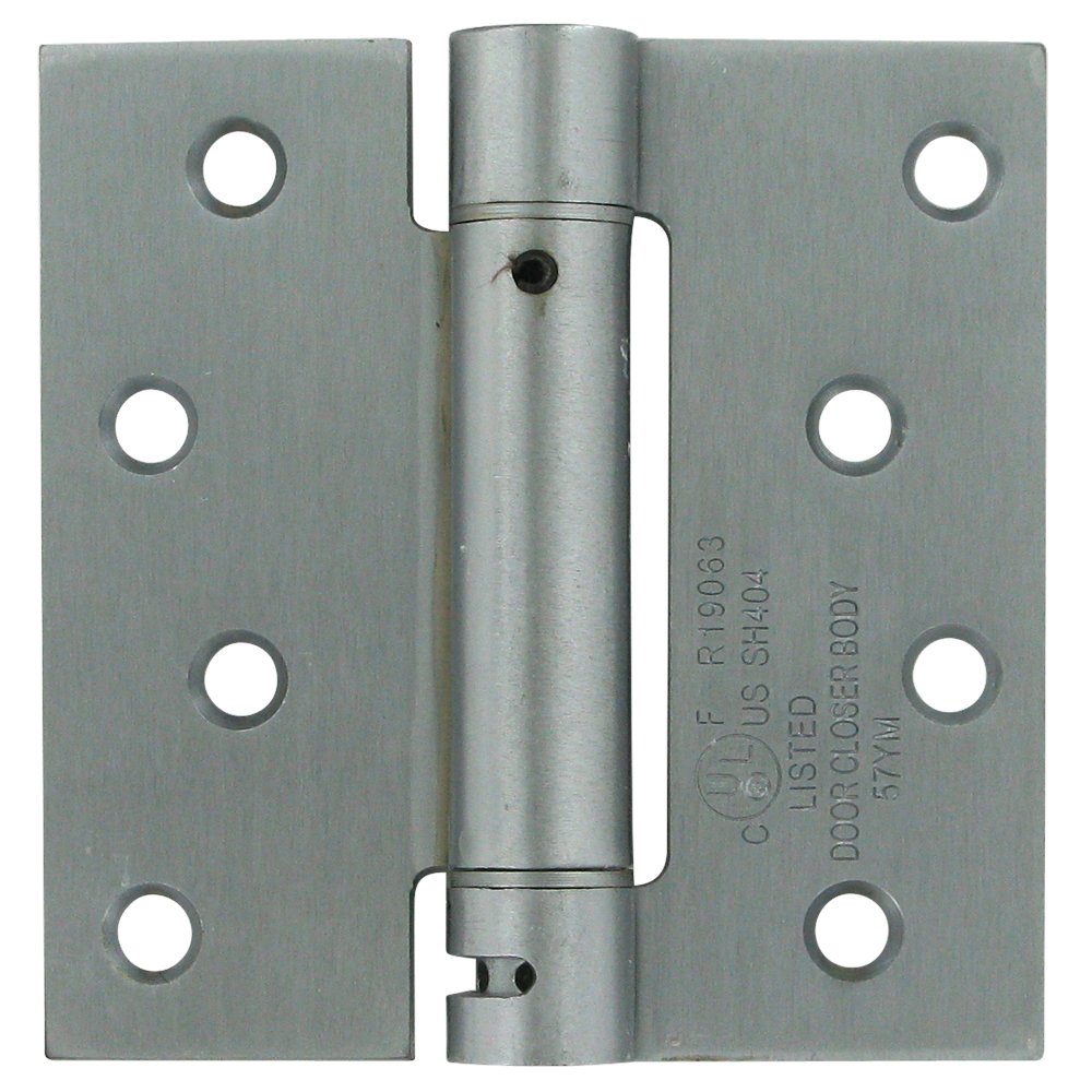 4" x 4" Standard Square Spring Door Hinge (Sold Individually) in Brushed Chrome