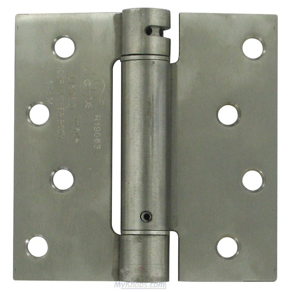 4" x 4" Standard Square Spring Door Hinge (Sold Individually) in Brushed Stainless Steel