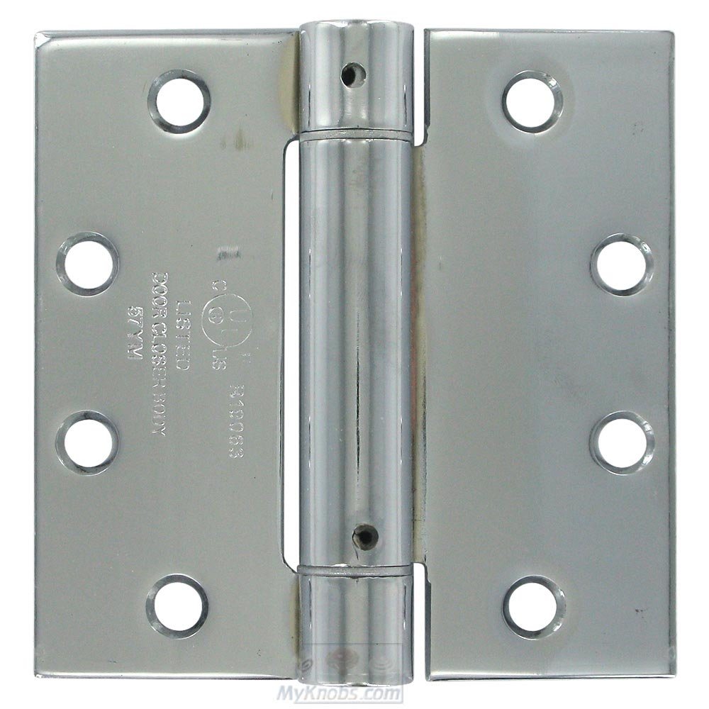 4 1/2" x 4 1/2" Standard Square Spring Door Hinge (Sold Individually) in Polished Chrome
