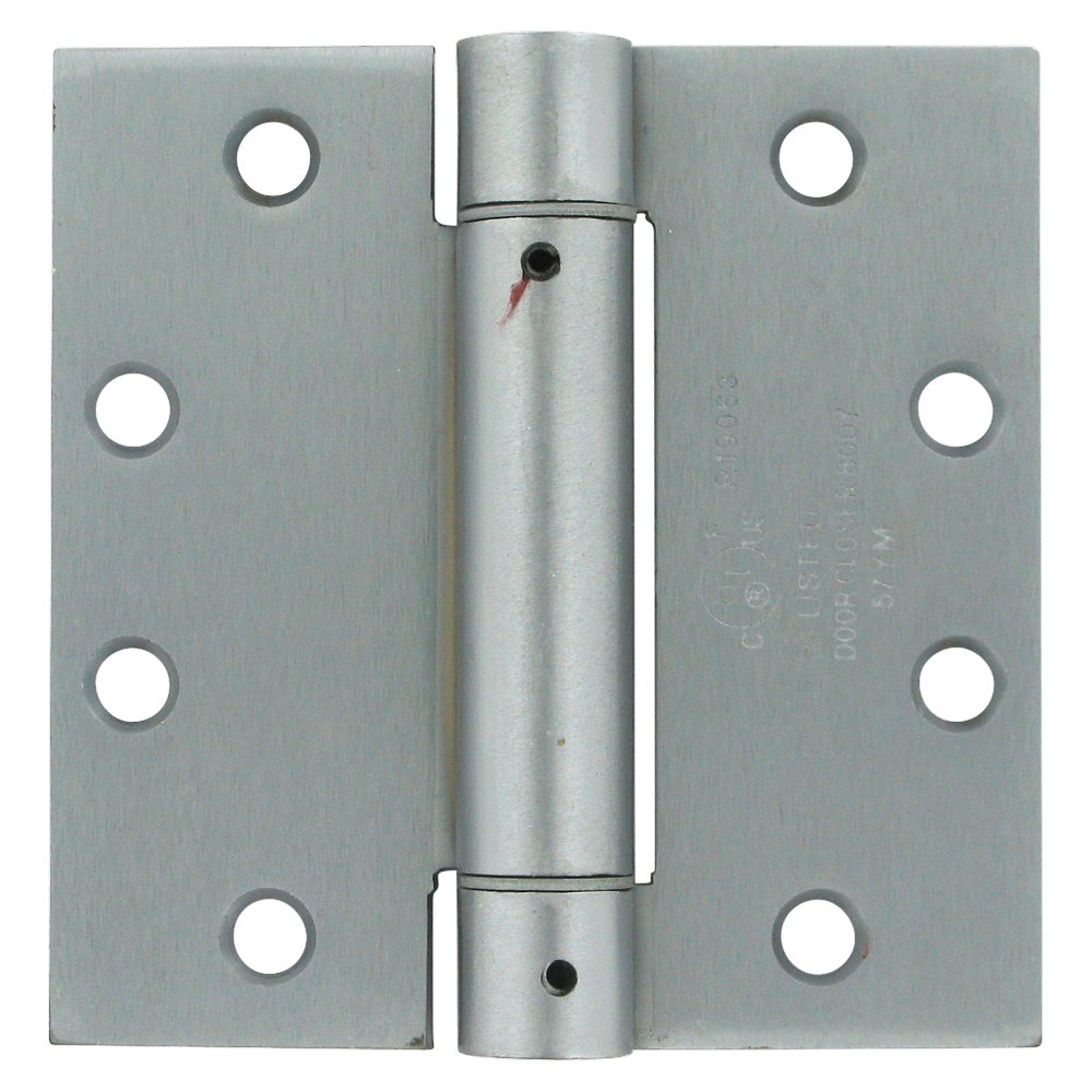 4 1/2" x 4 1/2" Standard Square Spring Door Hinge (Sold Individually) in Brushed Chrome