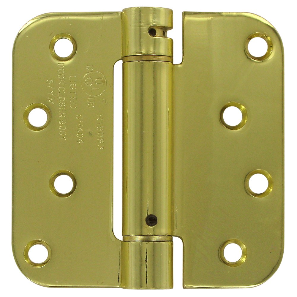 4" x 4" 5/8" Radius Spring Door Hinge (Sold Individually) in Polished Brass