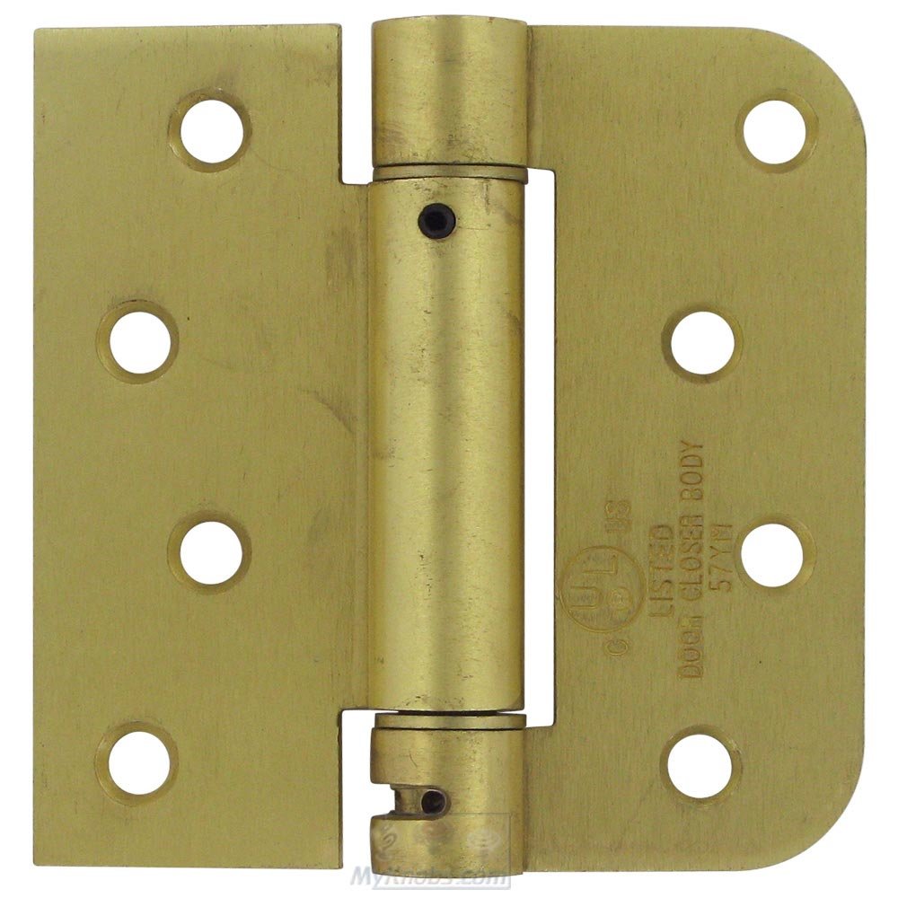 4" x 4" 5/8" Radius/Square/Standard Spring Door Hinge (Sold Individually) in Brushed Brass