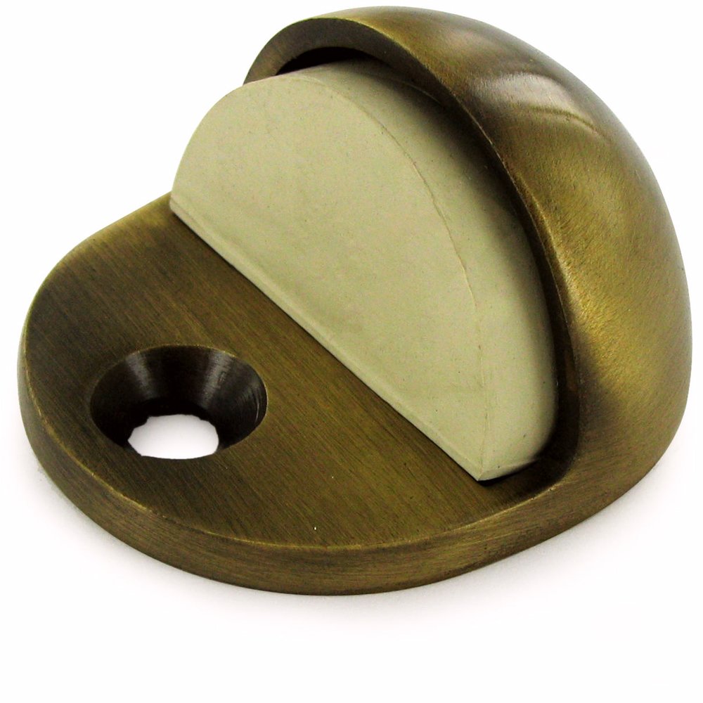 Solid Brass Low Profile Dome Stop in Antique Brass