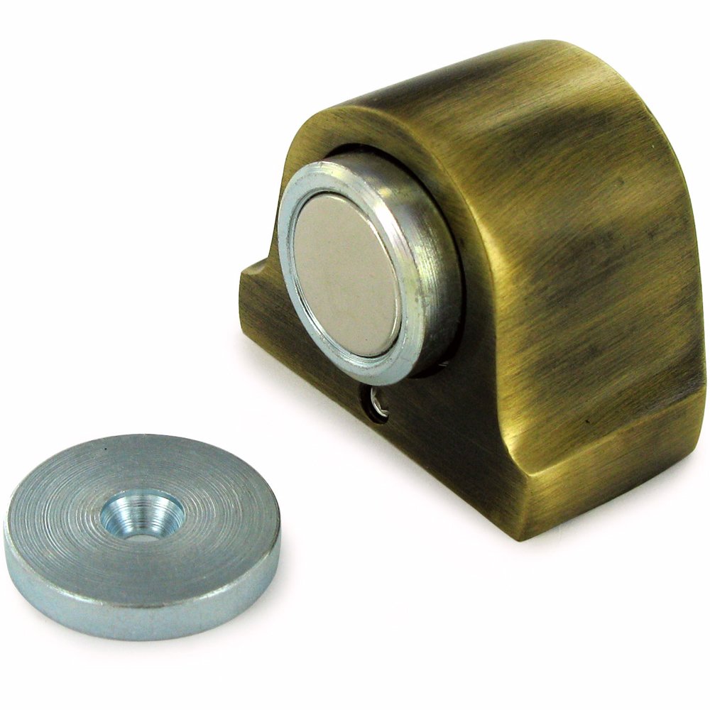 Solid Brass Magnetic Dome Stop in Antique Brass