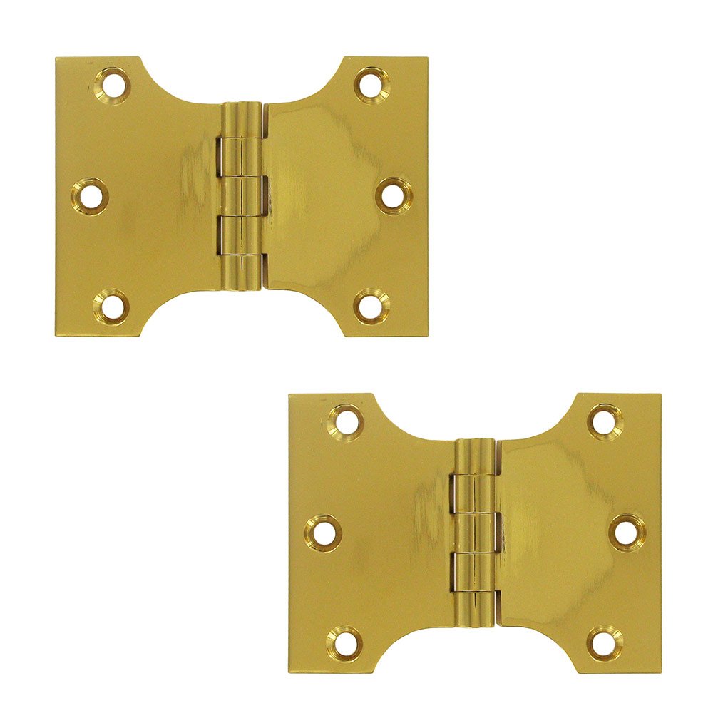 Solid Brass 3" x 4" Parliament Door Hinge (Sold as a Pair) in PVD Brass