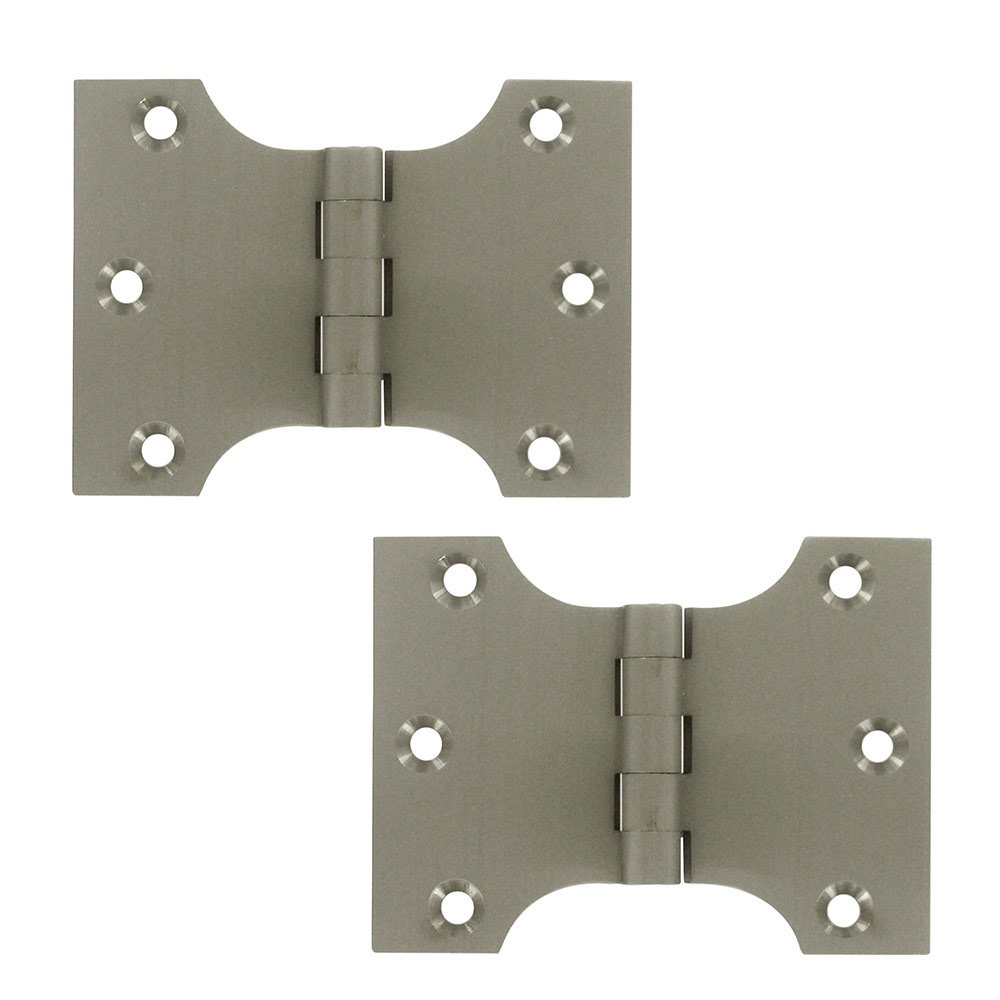 Solid Brass 3" x 4" Parliament Door Hinge (Sold as a Pair) in Brushed Nickel