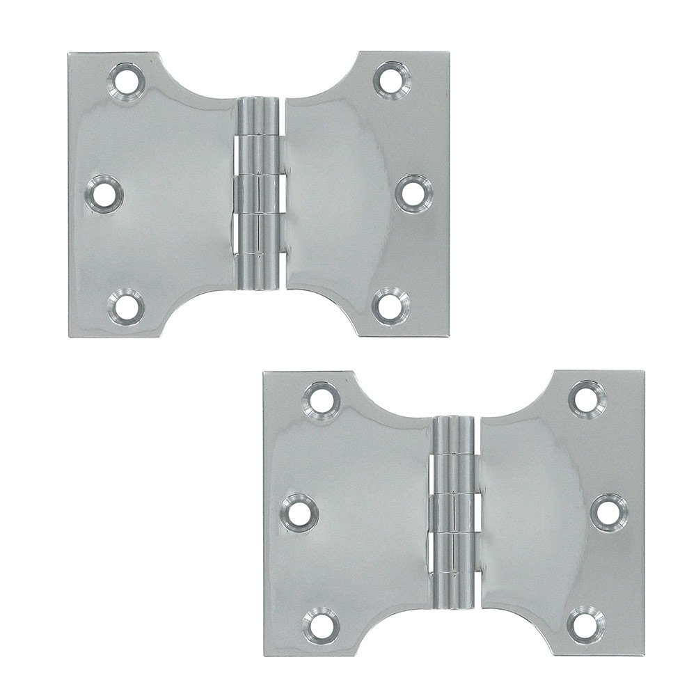 Solid Brass 3" x 4" Parliament Door Hinge (Sold as a Pair) in Polished Chrome