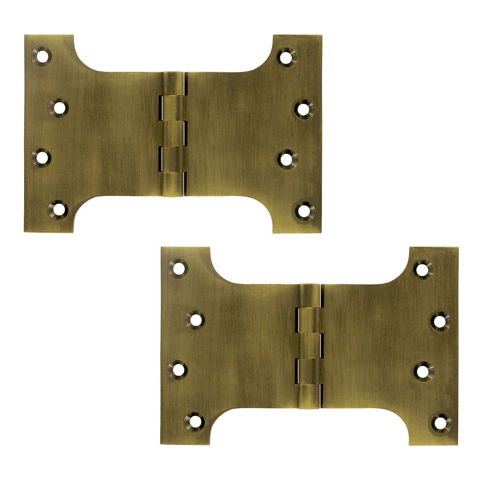 Solid Brass 4" x 6" Parliament Door Hinge (Sold as a Pair) in Antique Brass