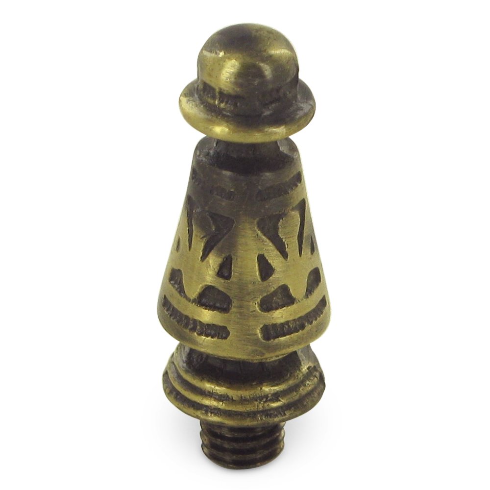 Solid Brass Ornate Tip Door Hinge Finial (Sold Individually) in Antique Brass