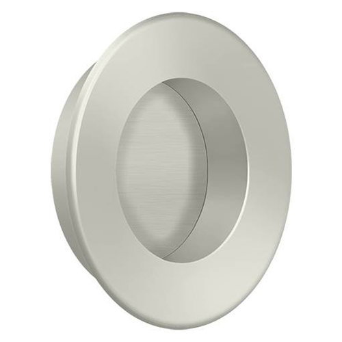 Solid Brass Round Flush Pull in Brushed Nickel