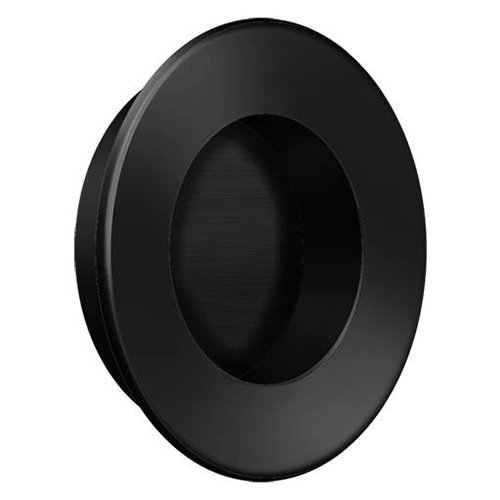 Solid Brass Round Flush Pull in Paint Black