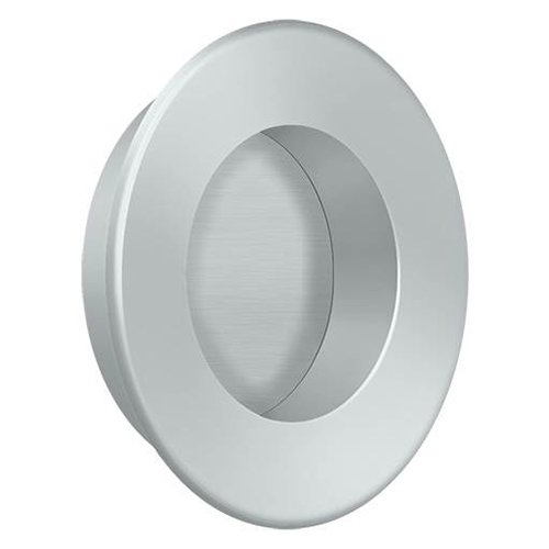 Solid Brass Round Flush Pull in Brushed Chrome
