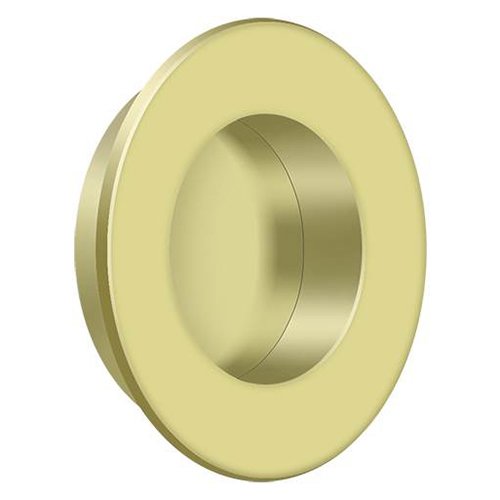 Solid Brass Round Flush Pull in Polished Brass