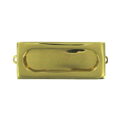 Solid Brass 3 1/8" x 15/16" Rectangle Flush Pull in Polished Brass