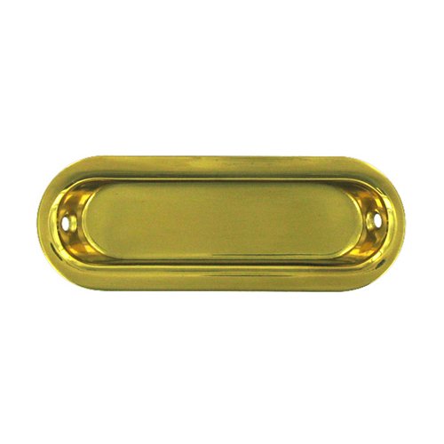 Solid Brass 3 1/2" x 1 1/4" Oblong Flush Pull in Polished Brass