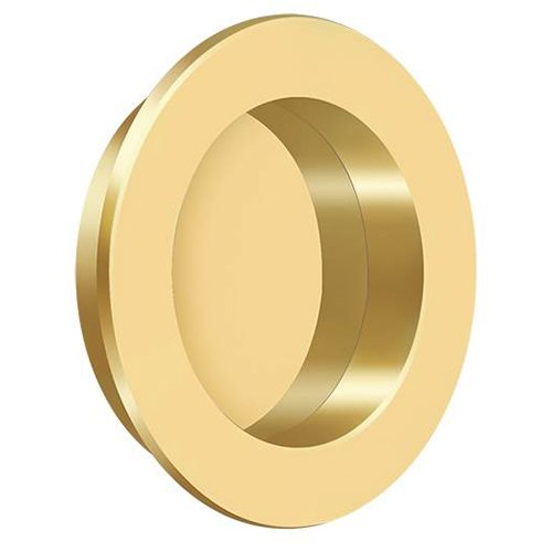 Solid Brass Round Flush Pull in PVD Polished Brass