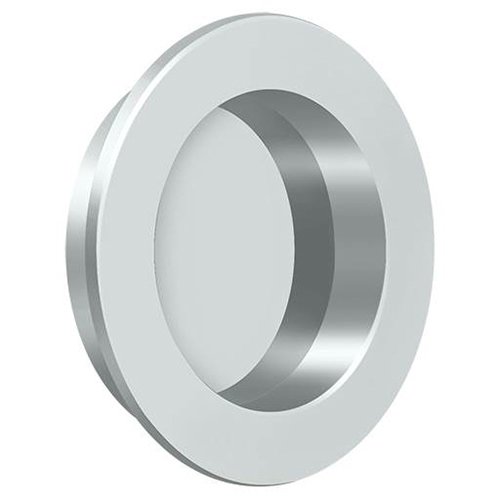 Solid Brass Round Flush Pull in Polished Chrome