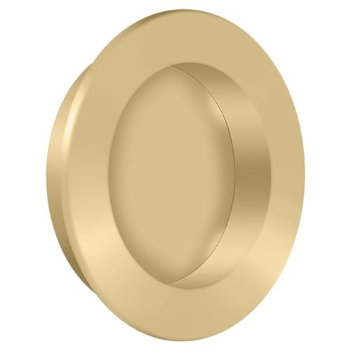 Solid Brass Round Flush Pull in Brushed Brass