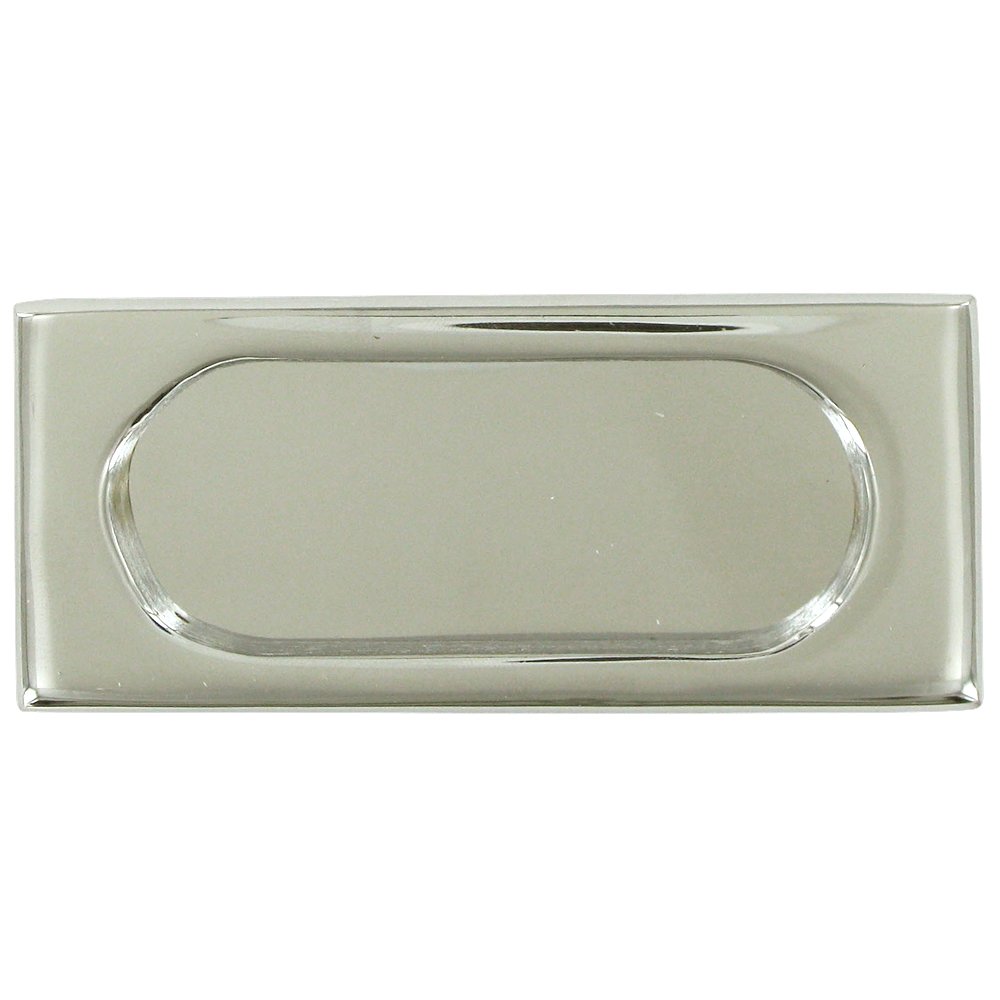 Solid Brass Large 4" x 1 3/4" Flush Pull in Polished Nickel