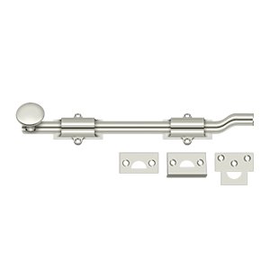 Solid Brass 10" Heavy Duty Surface Bolt with Off Set in Polished Nickel
