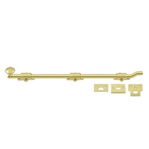 Heavy Duty 18" Surface Bolt with Off-set in Polished Brass