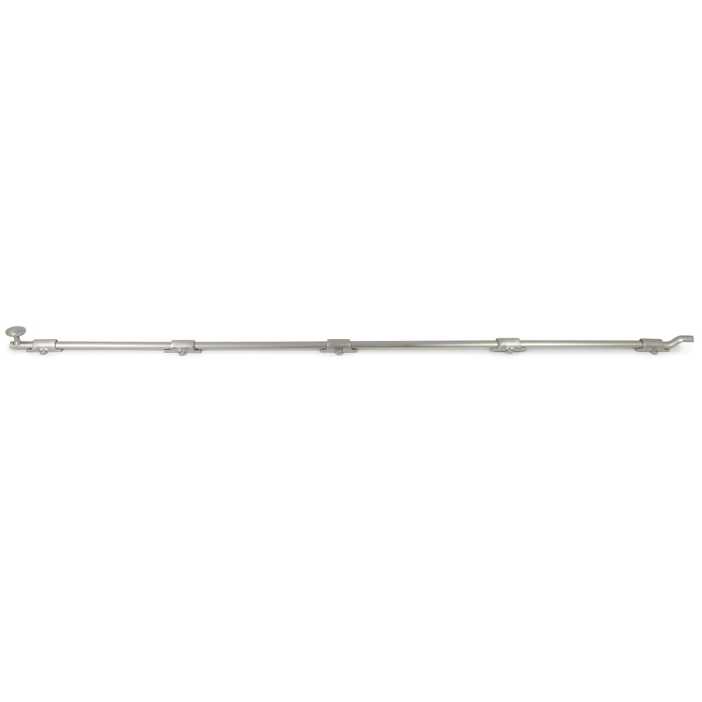 Solid Brass 42" Heavy Duty Surface Bolt with Off Set in Brushed Nickel