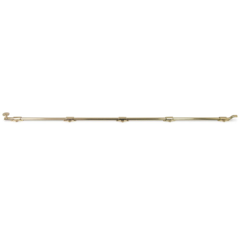 Solid Brass 42" Heavy Duty Surface Bolt with Off Set in Polished Brass