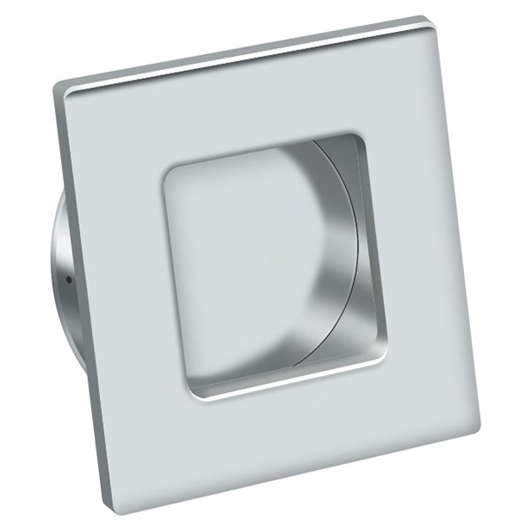 Solid Brass Square Flush Pull in Polished Chrome