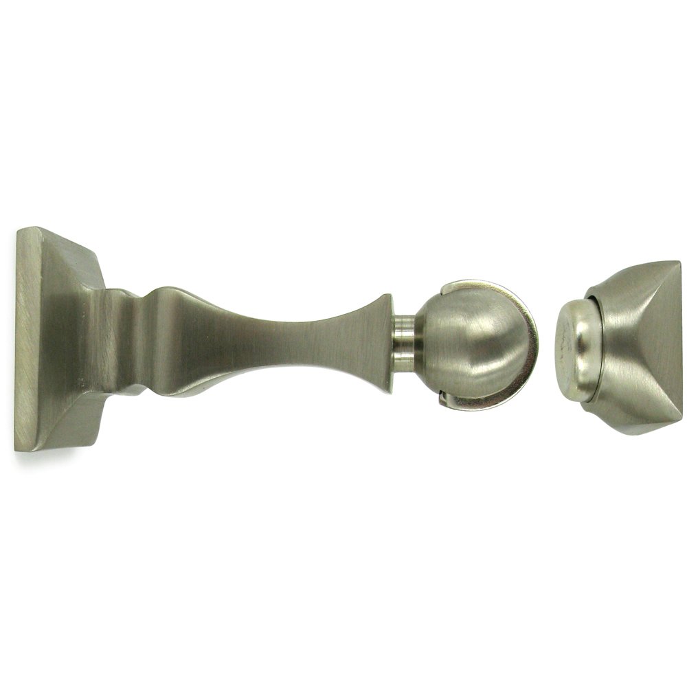 Solid Brass 3 1/2" Magnetic Door Holder in Brushed Nickel