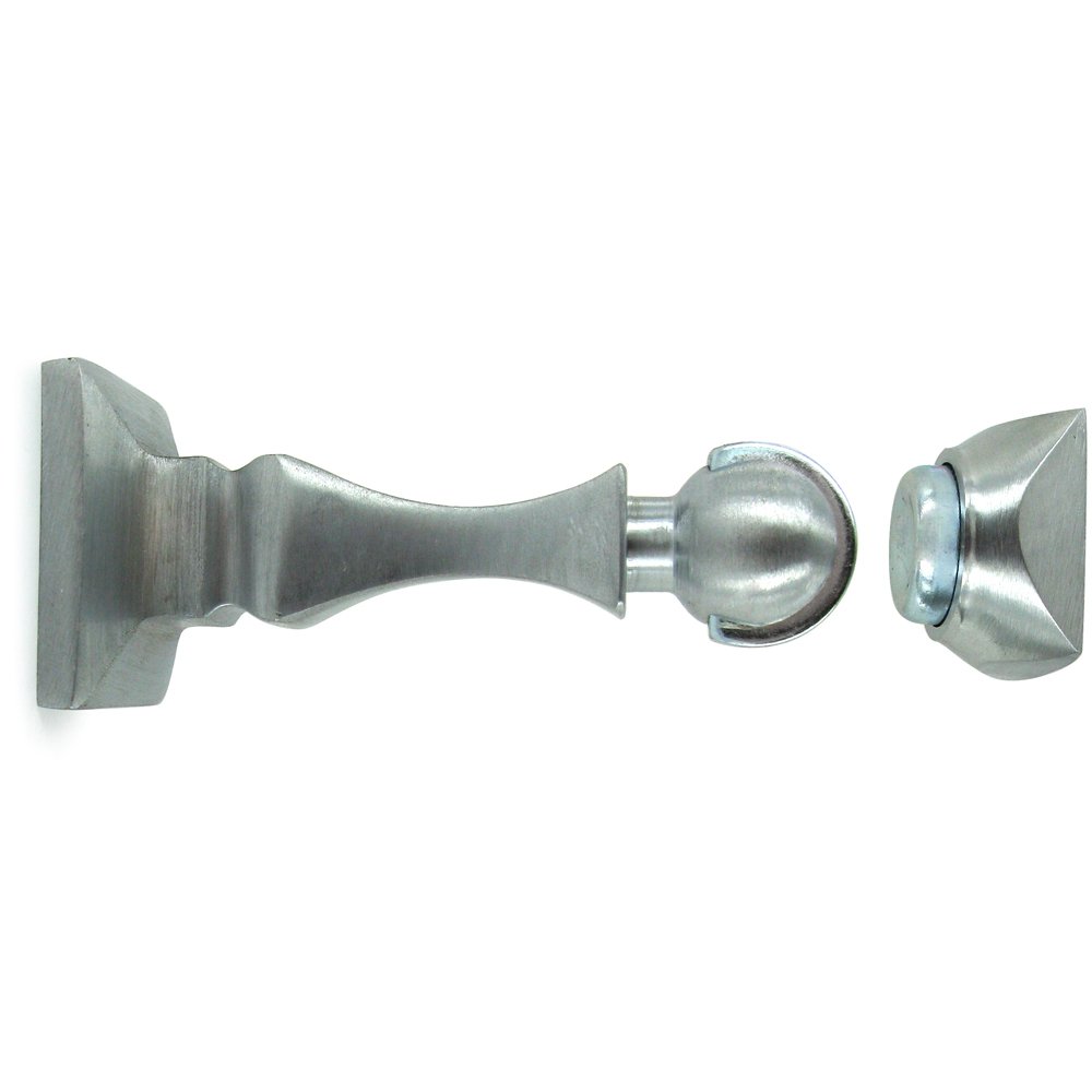 Solid Brass 3 1/2" Magnetic Door Holder in Brushed Chrome
