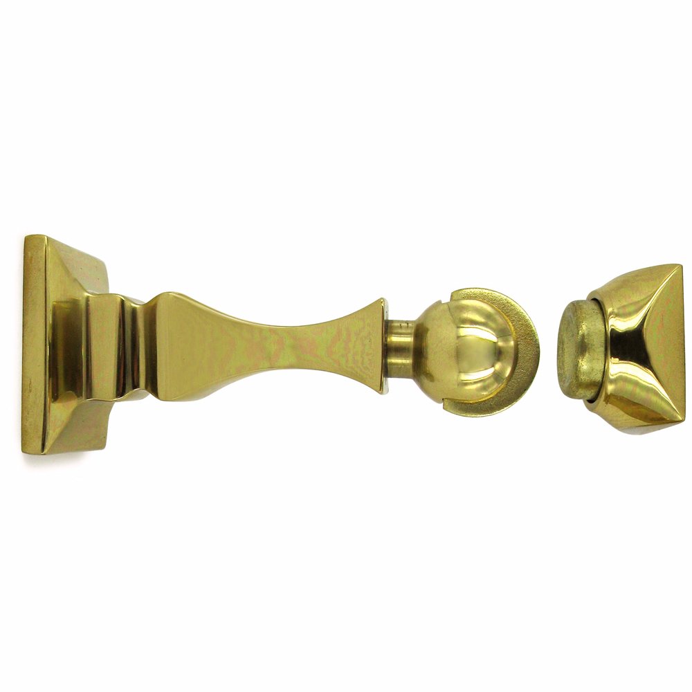 Solid Brass 3 1/2" Magnetic Door Holder in Polished Brass