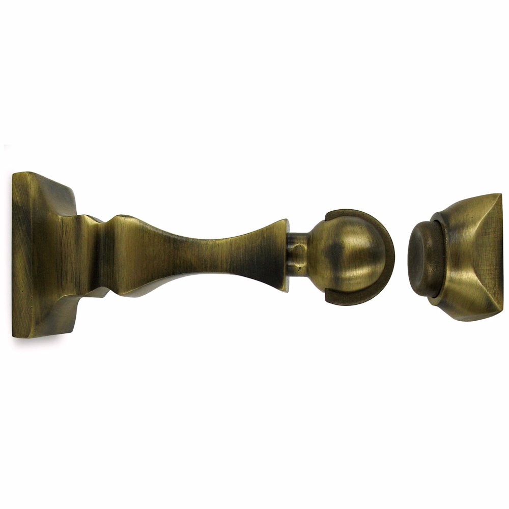 Solid Brass 3 1/2" Magnetic Door Holder in Antique Brass