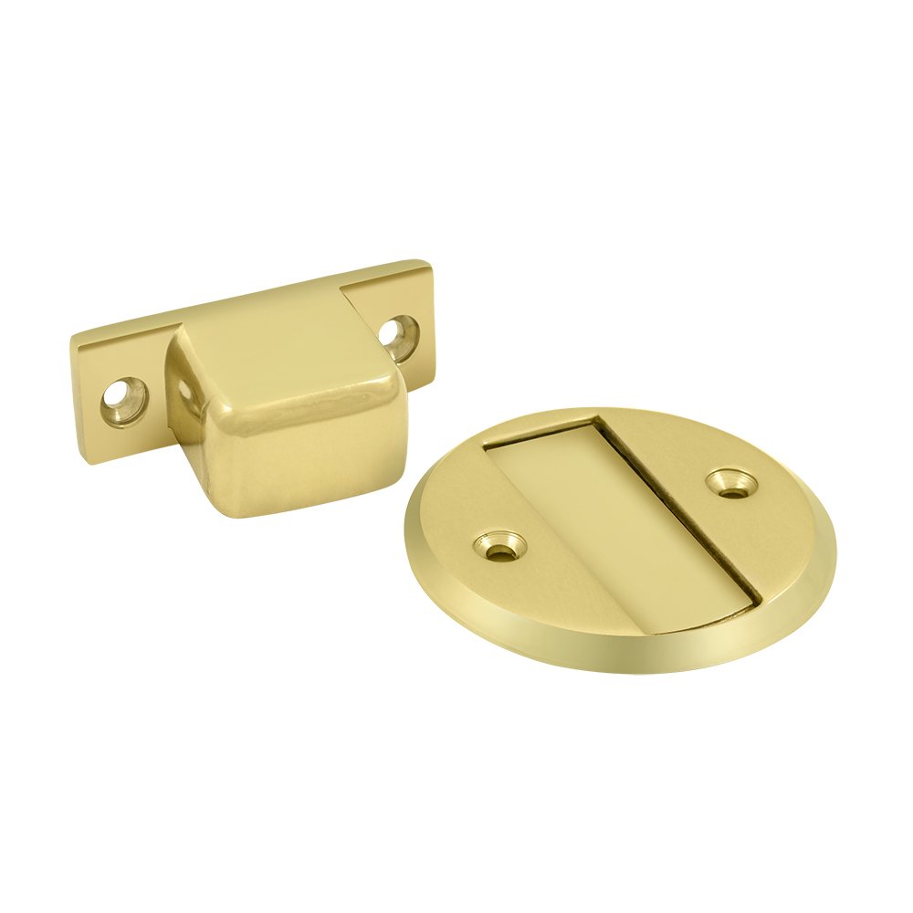 Magnetic Door Holder Flush 2.5" Diameter in Polished Brass