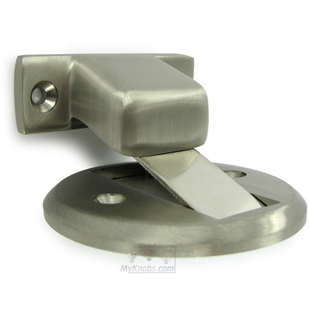 Solid Brass 2 1/2" Diameter Flush Magnetic Door Holder in Brushed Nickel