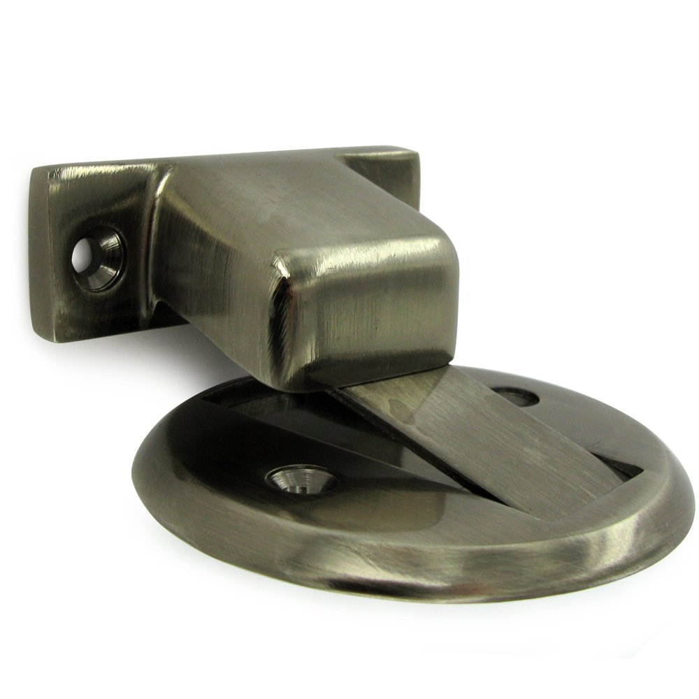 Solid Brass 2 1/2" Diameter Flush Magnetic Door Holder in Antique Nickel