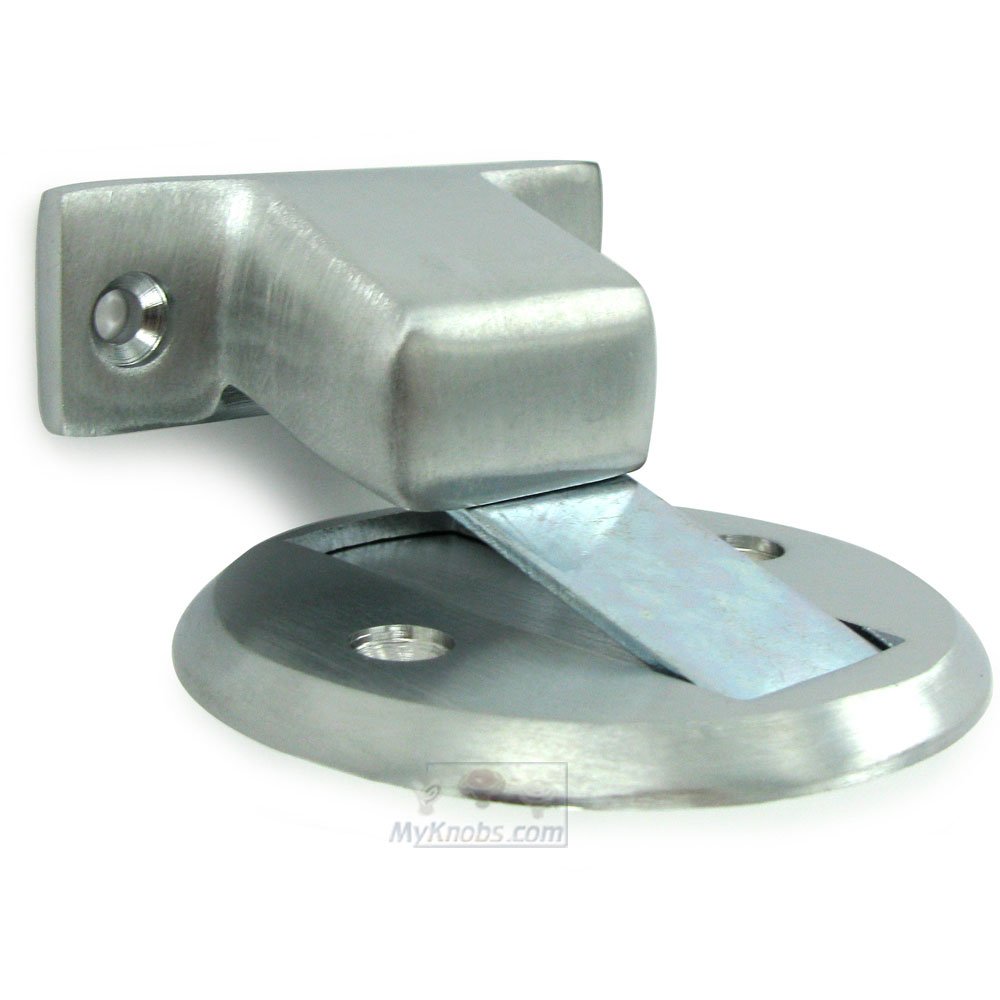 Solid Brass 2 1/2" Diameter Flush Magnetic Door Holder in Brushed Chrome
