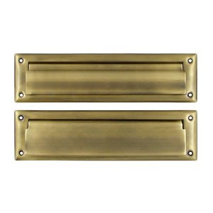 Mail Slot 13 1/8" with Interior Flap in Antique Brass