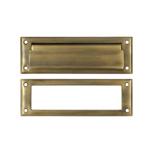Mail Slot 8 7/8" with Interior Frame in Antique Brass