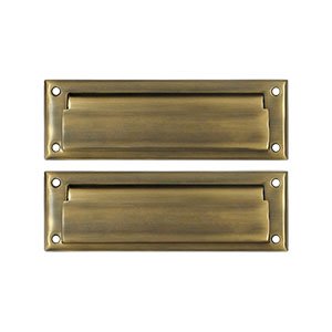 Mail Slot 8 7/8" with Back Plate in Antique Brass