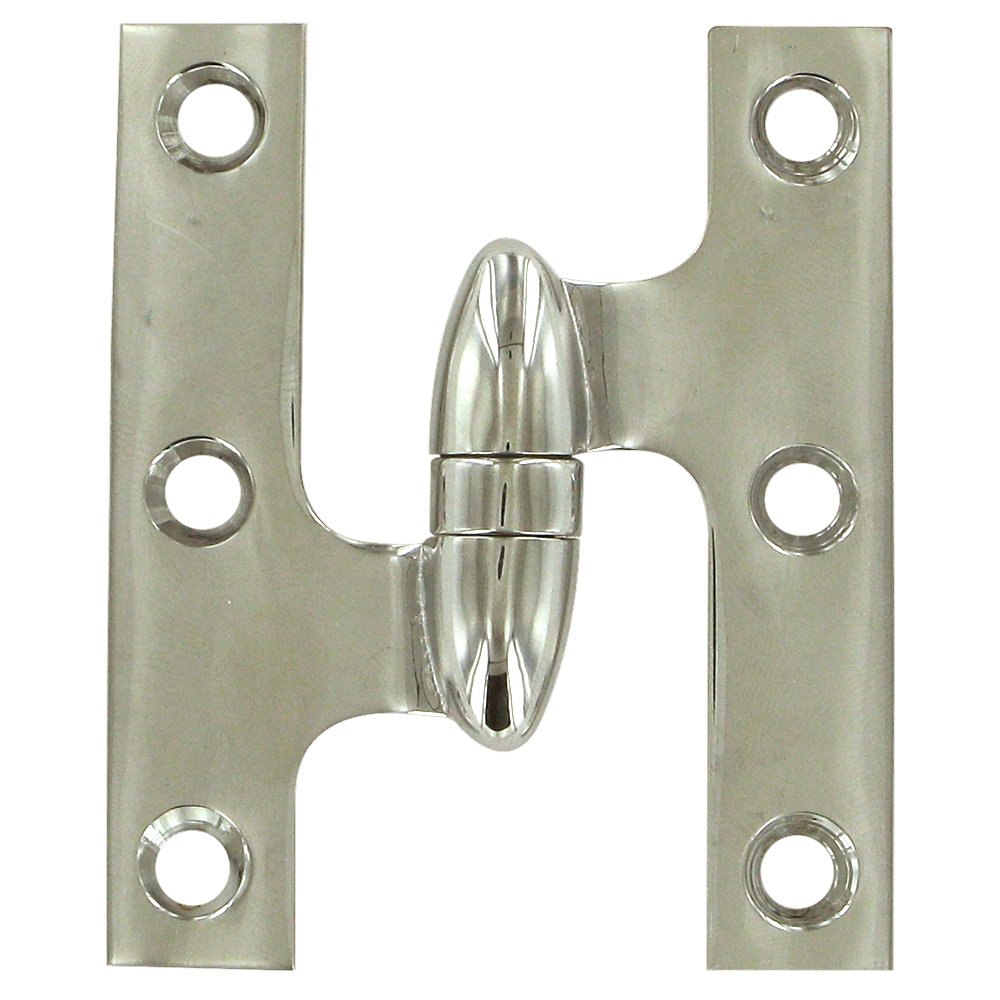 Solid Brass 3" x 2 1/2" Left Handed Olive Knuckle Door Hinge (Sold Individually) in Polished Nickel