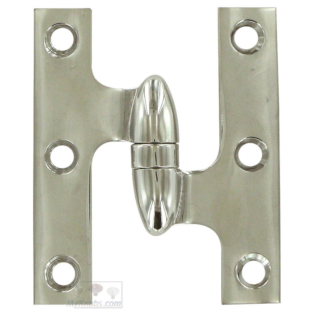 Solid Brass 3" x 2 1/2" Right Handed Olive Knuckle Door Hinge (Sold Individually) in Polished Nickel