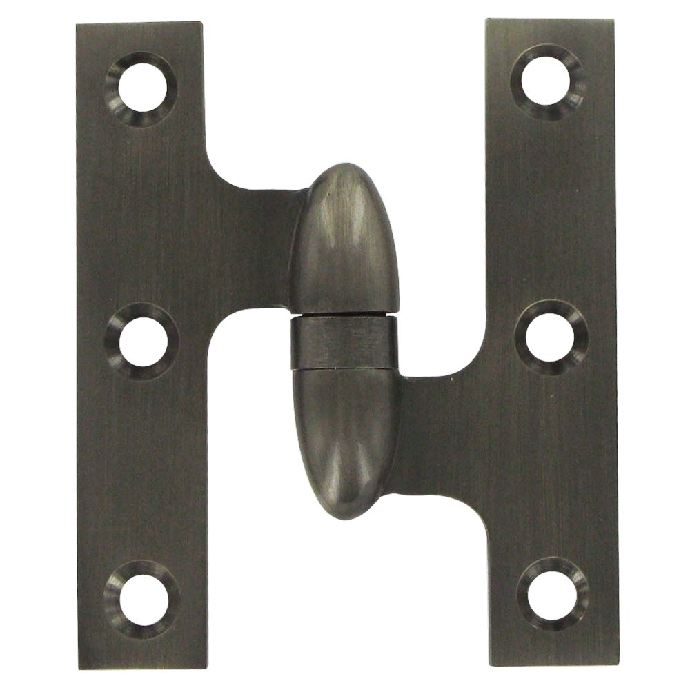 Solid Brass 3" x 2 1/2" Right Handed Olive Knuckle Door Hinge (Sold Individually) in Antique Nickel