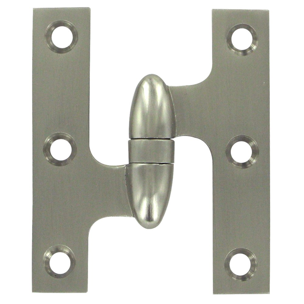 Solid Brass 3" x 2 1/2" Left Handed Olive Knuckle Door Hinge (Sold Individually) in Brushed Nickel