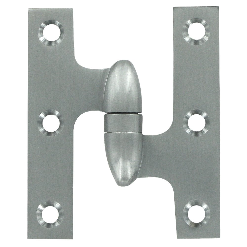 Solid Brass 3" x 2 1/2" Right Handed Olive Knuckle Door Hinge (Sold Individually) in Brushed Chrome